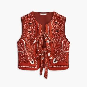 Commense Red Sleeveless Tie Front Blouse